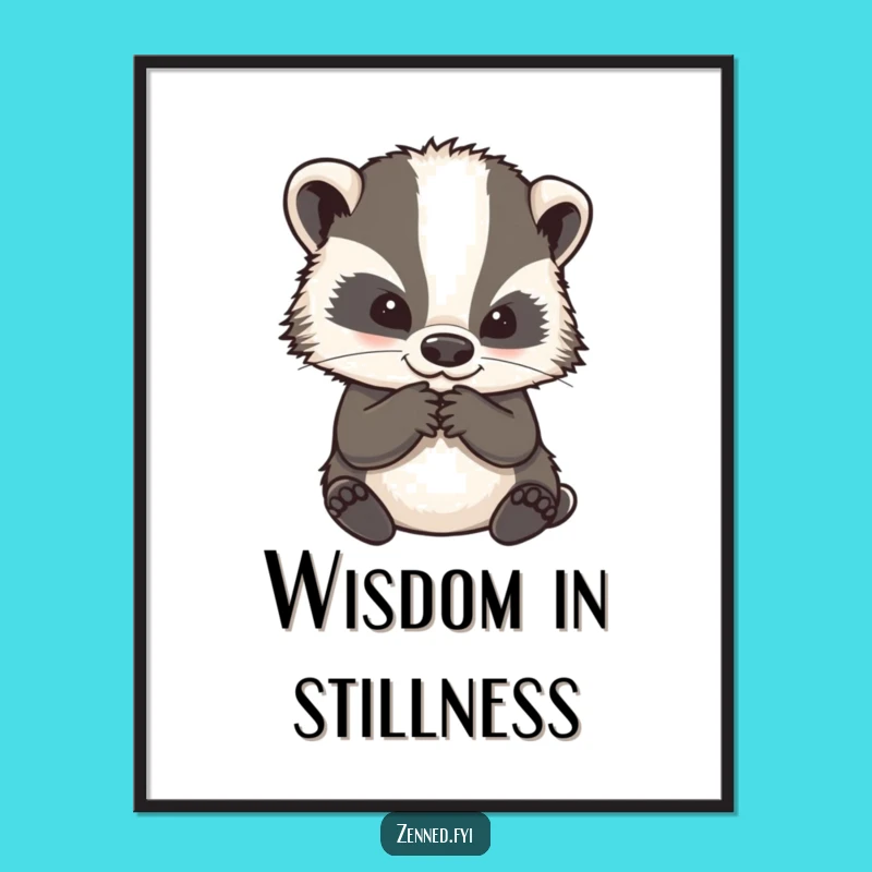 Funny Wise Badger Digital Art: Printable Wisdom and Humorous Contemplation