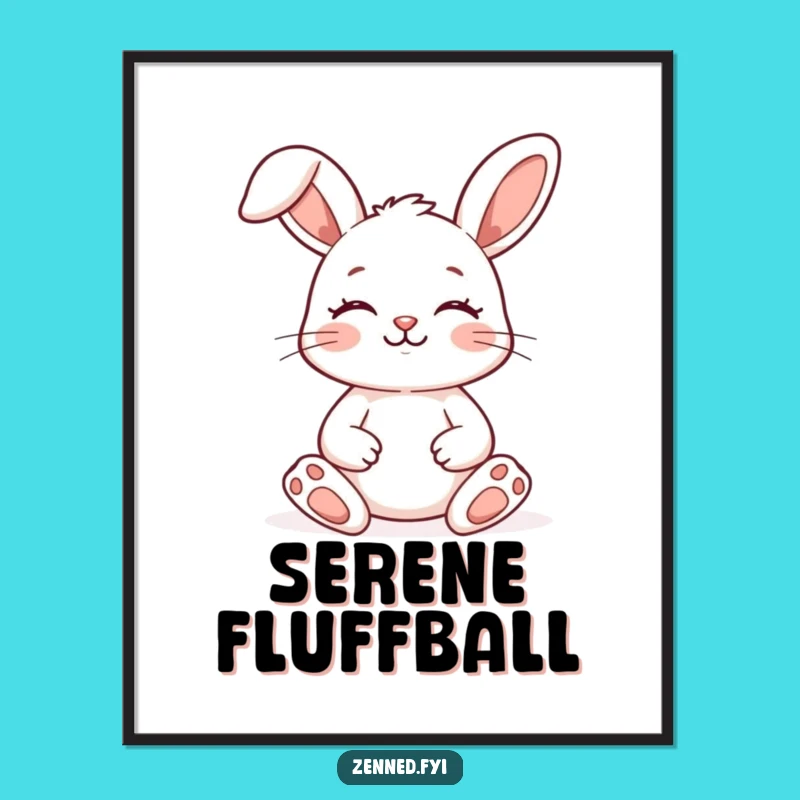 Funny Zen Bunny Digital Art: Instant Meditation Poster, Hilarious Printable Gift