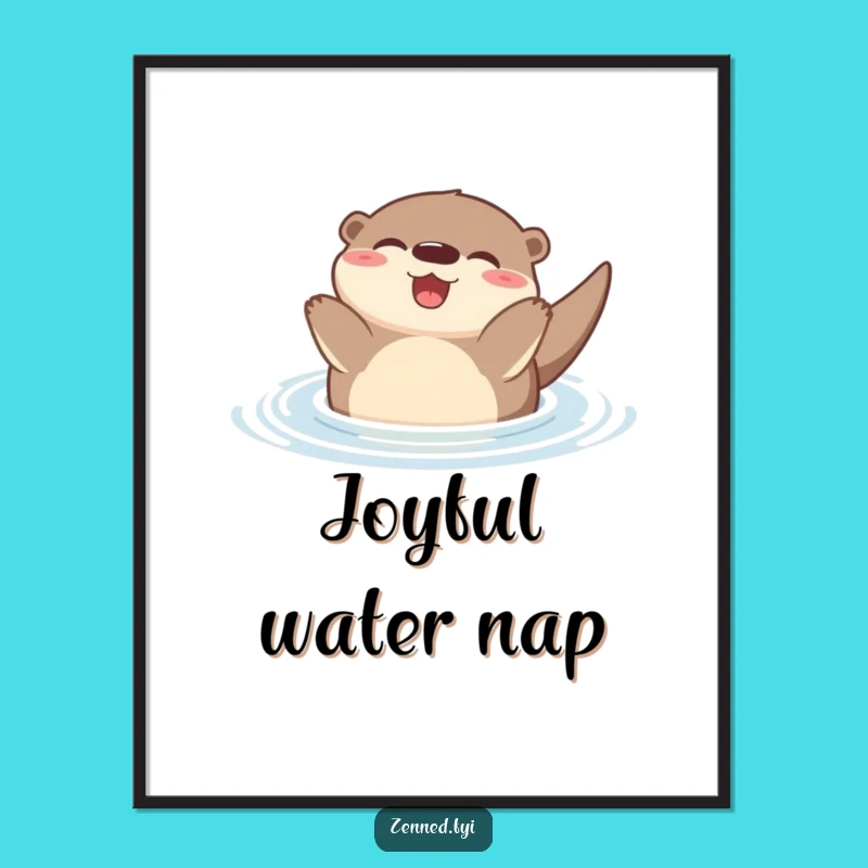 Funny Zen Otter Digital Art: Instant Floating Poster, Hilarious Printable Gift