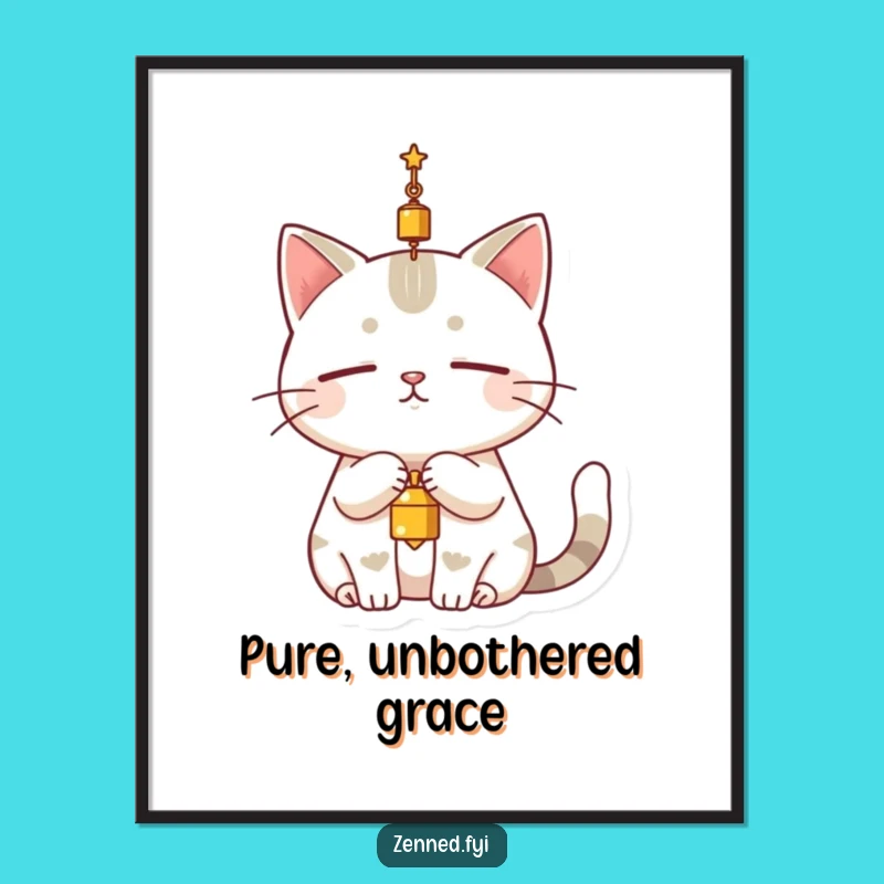 High-Res Funny Cat Bell Digital Art: Instant Calm for Your Walls