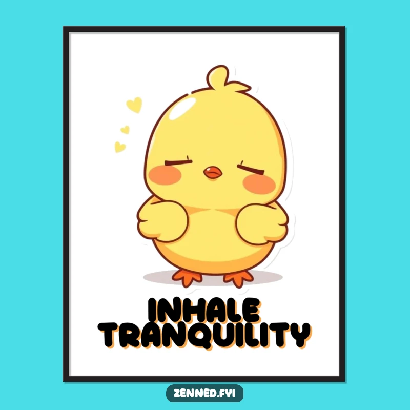Funny Chick Digital Art, Deep Breath, Instant Humorous Decor Gift