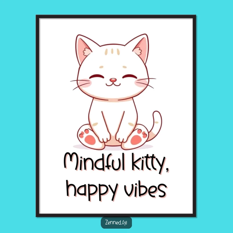 Funny Cat Meditation Digital Art Print: Instant Calm for Your Walls