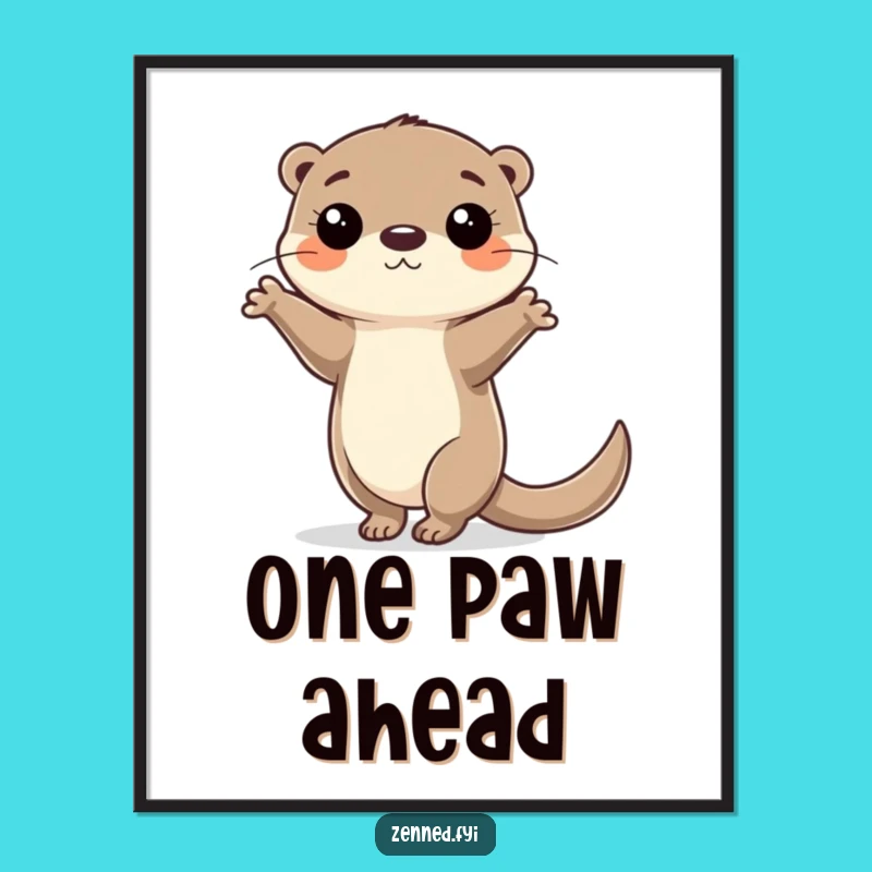 Funny Otter Balance Digital Art: Printable Focused Acrobat Decor Gift