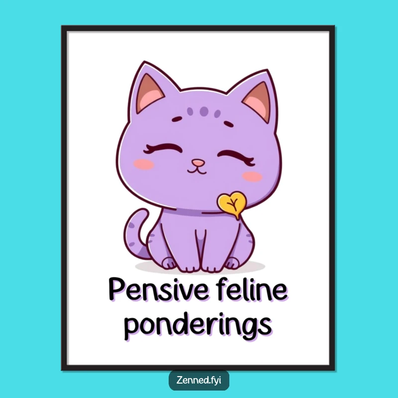 Funny Cat Leaf Digital Art: Serene Feline Nature Scene - Instant Funny Gift