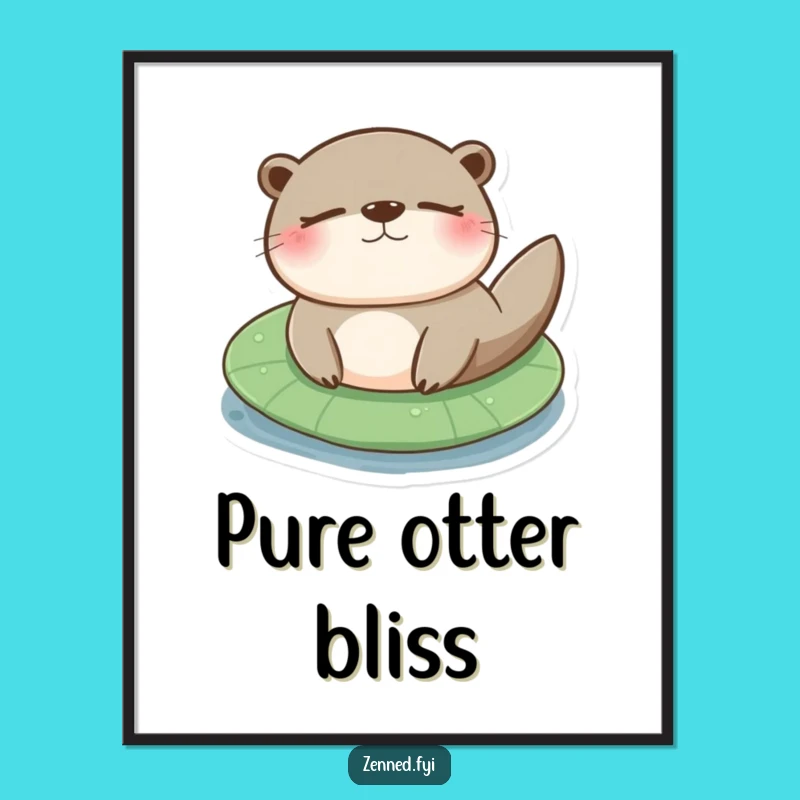 Funny Otter Lily Pad Digital Art Print: Instant River Vibes for Walls