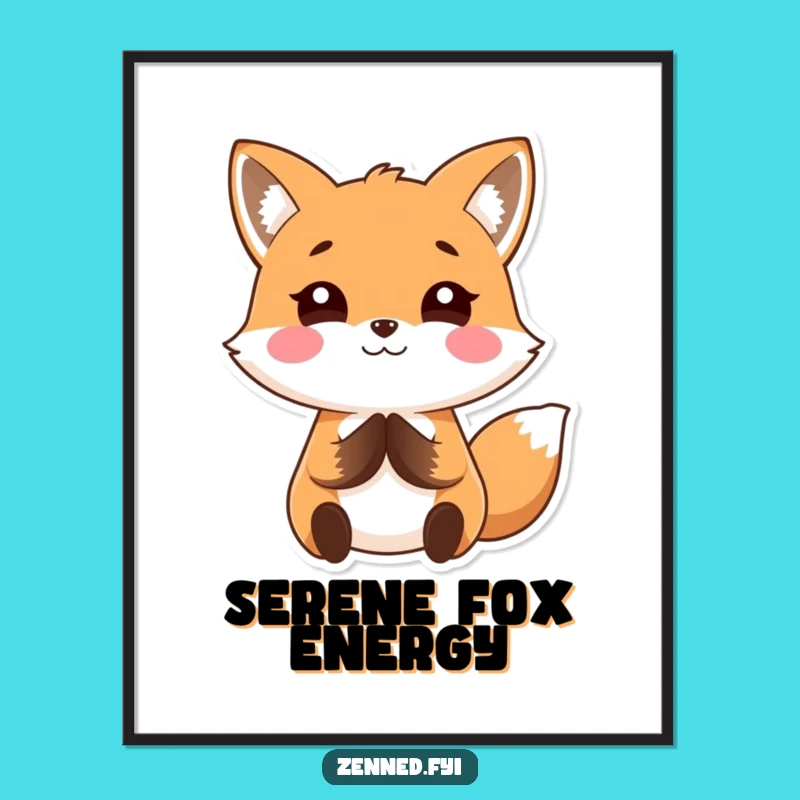 Funny Kawaii Fox Digital Art: Calm Serene Image, Perfect Instant Humorous Gift
