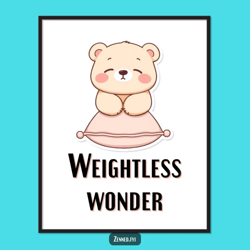 Funny Zen Bear Digital Art: Serene Floating Bear Print, Perfect Zen Decor & Humorous Gift