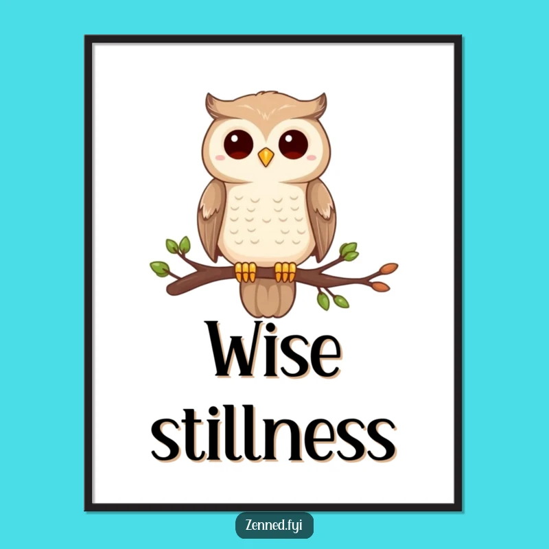 Funny Owl Zen Digital Art: Stillness Print for Centered, Instant Humor Download