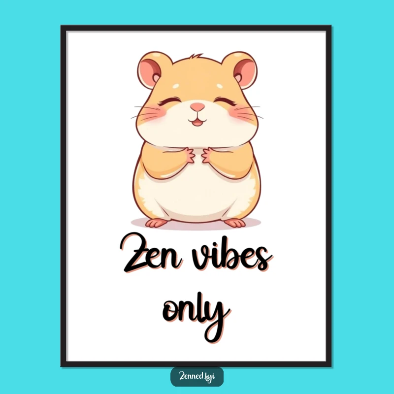 Funny Hamster Meditation Digital Art: Zen Pet Print