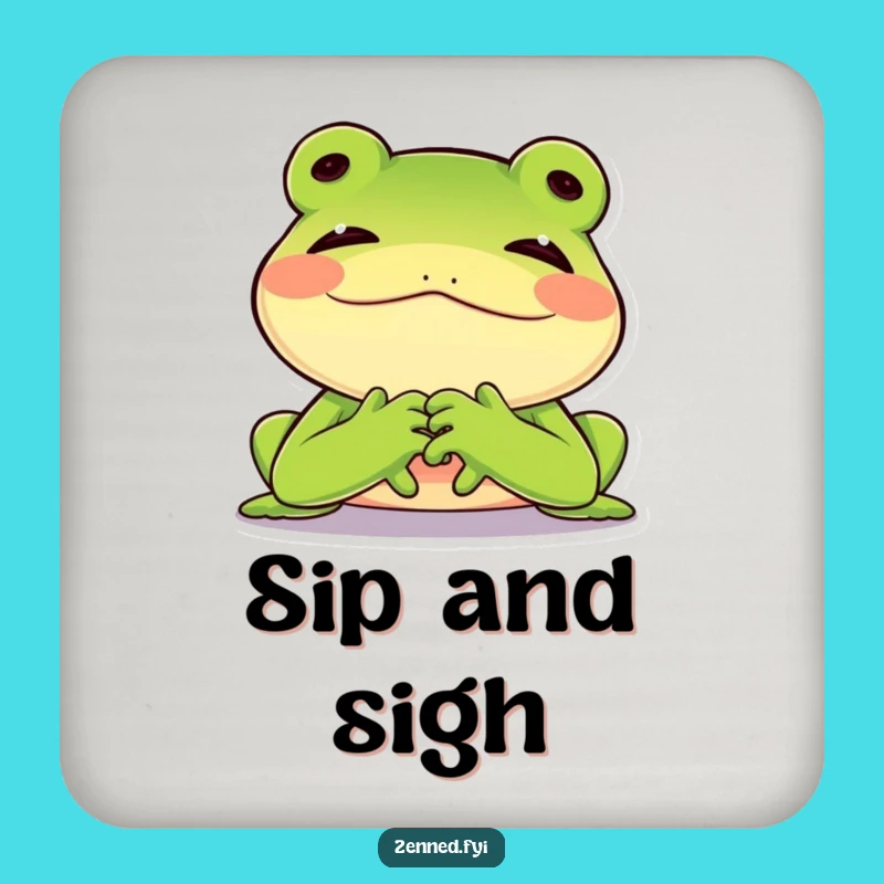 Funny Frog Coaster, Contented Zen Protector, Humorous Drink Accessory Gift
