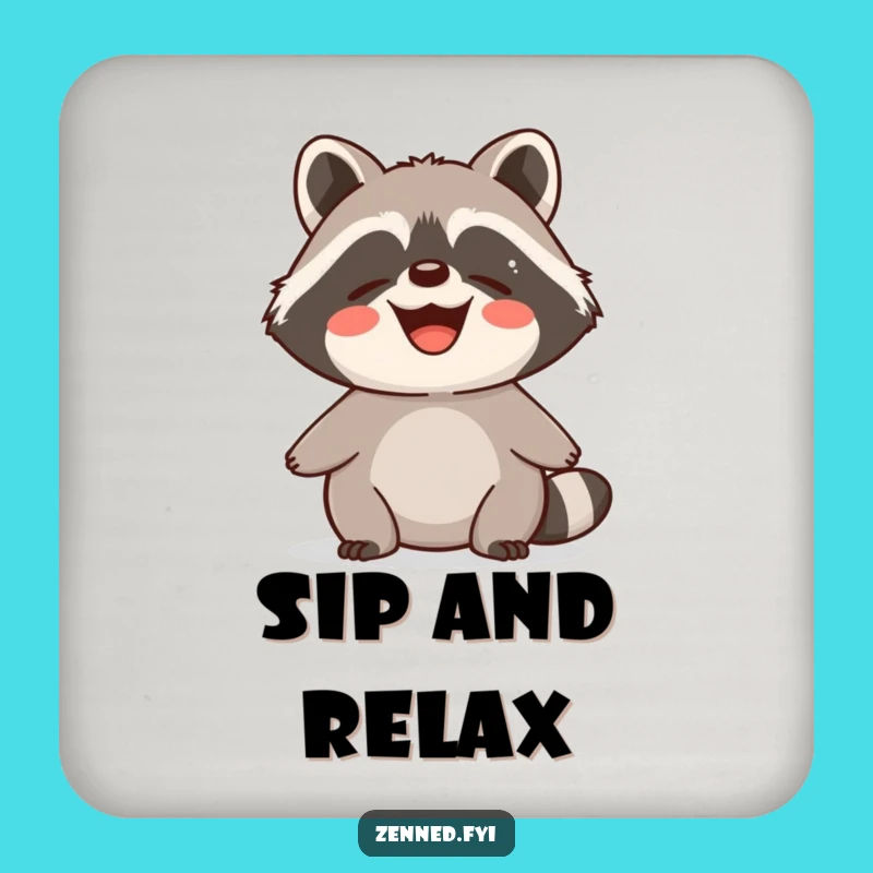 Funny Raccoon Zen Coaster: Contented Critter Drink Accessory, Perfect Funny Gift