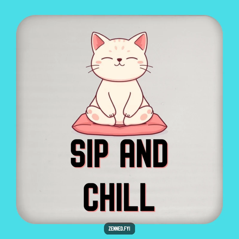 Funny Zen Cat Drink Coasters: Yoga Table Protection, Hilarious Home Decor Gift Set