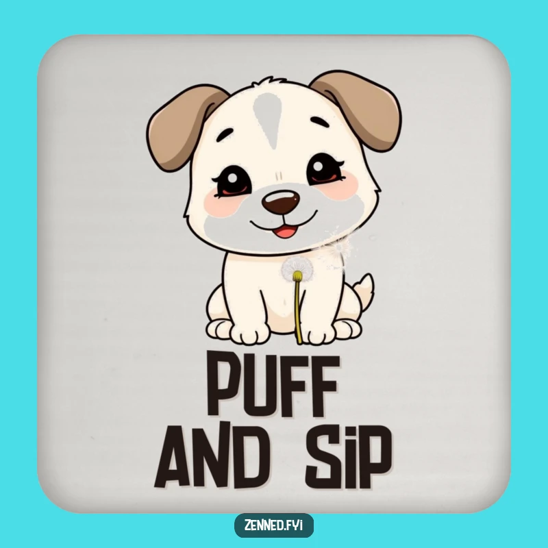 Funny Dog Dandelion Wish Drink Coaster - Protect Surfaces with this Whimsical Funny Gift