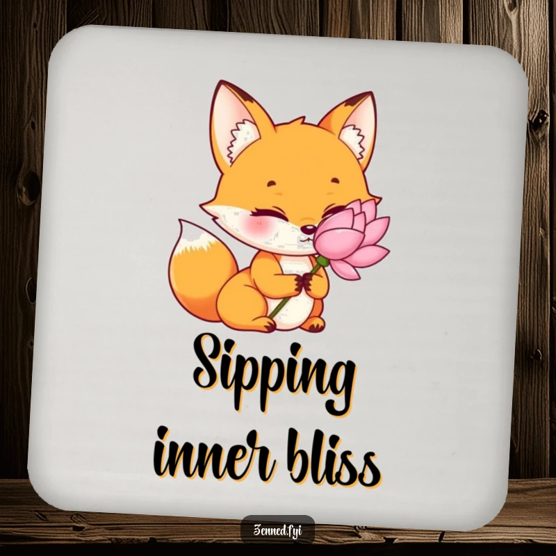 Funny orange fox coasters, tranquil design, protecting tables, adds serenity, a peaceful funny gift.