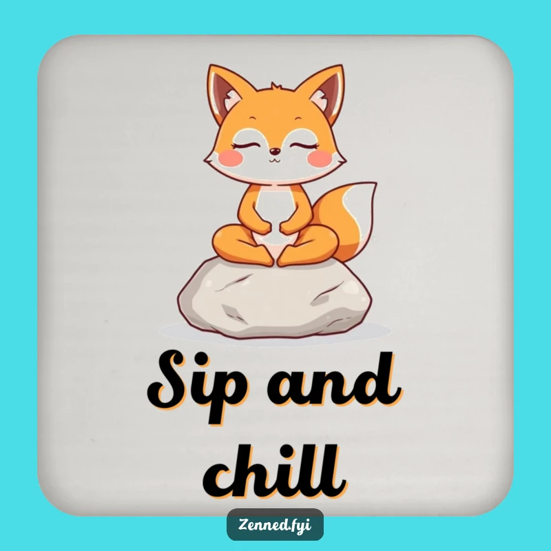 Funny Fox Meditation Coaster Set: Protect Surfaces with Peaceful Charm