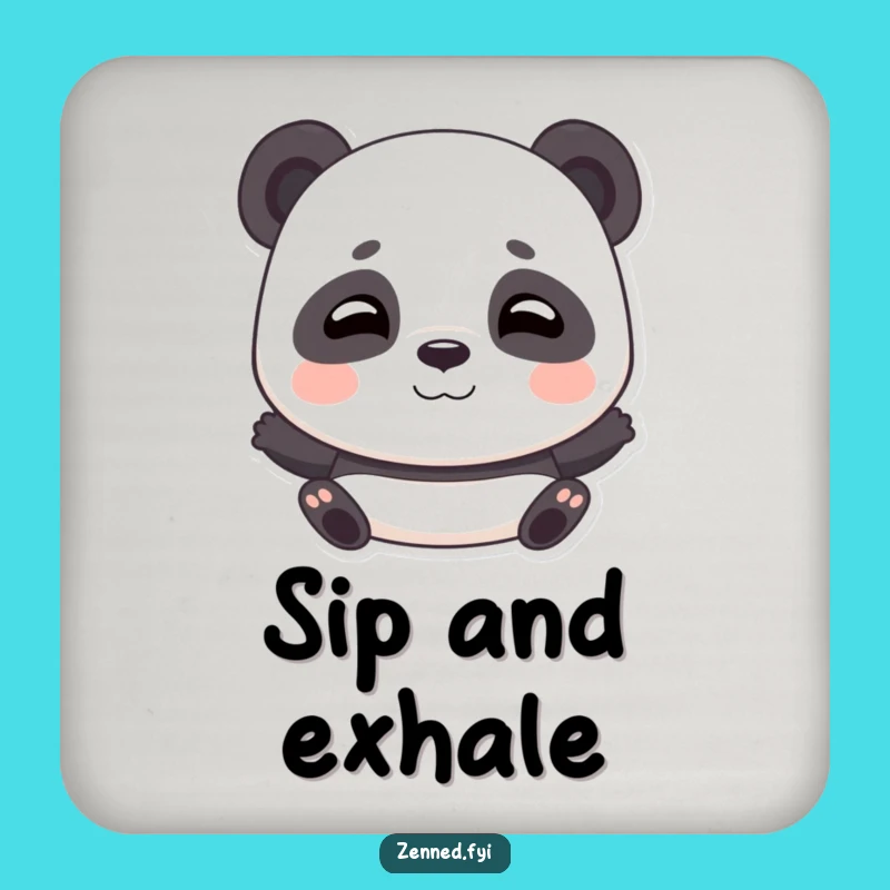 Funny Panda Breathing Coasters (Set of 4): Protect Surfaces with Peace! Funny Gift!