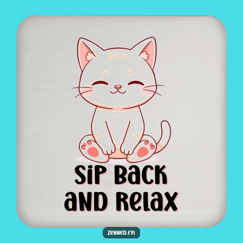 Funny Cat Meditation Drink Coaster: Protect Surfaces with Zen