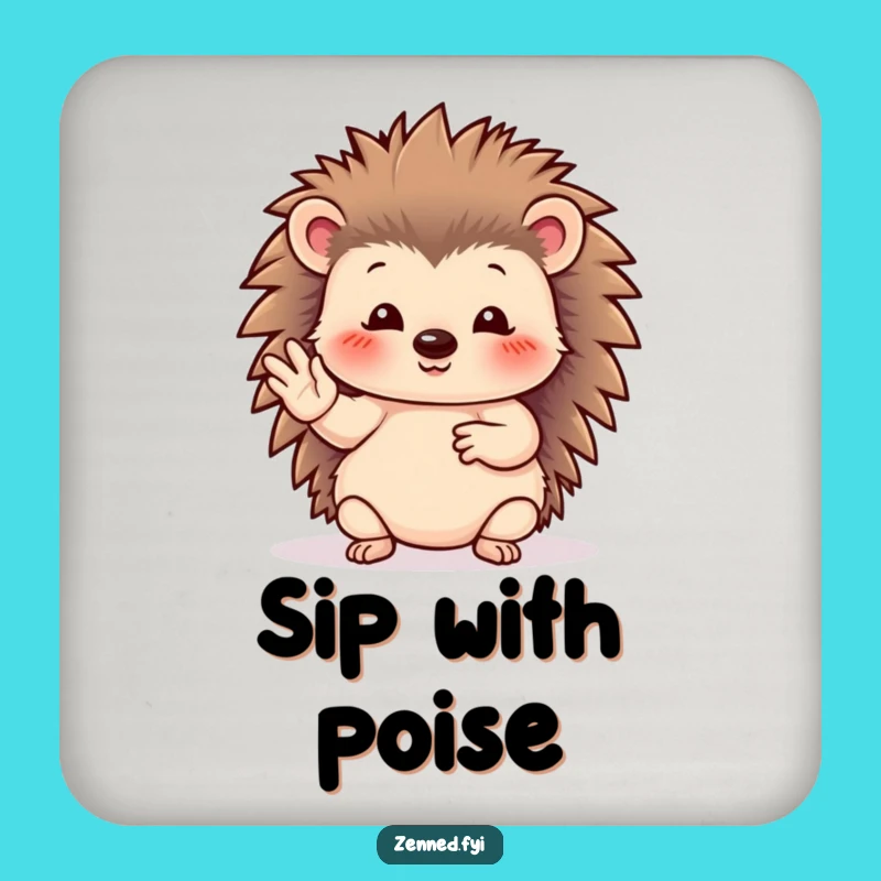 Funny Hedgehog Coaster - Serene Hand Gesture Drink Protector Gift