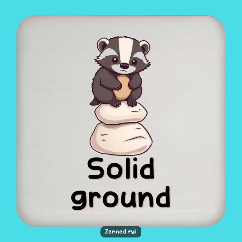 Funny Badger Coaster: Pebble Balance Art, Humorous Table Protector Gift