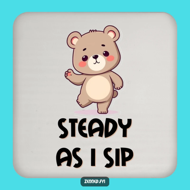 Funny Kawaii Bear Coaster Set: Determined Protection, Perfect Bar Funny Gift