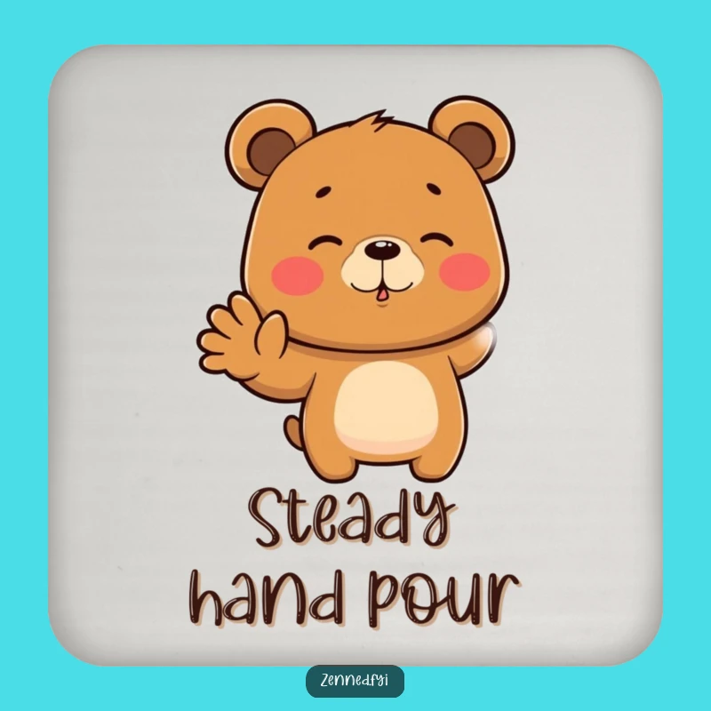 Funny Bear Coaster, Focused Zen Protector, Humorous Drink Accessory Gift
