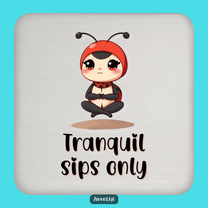 Funny Ladybug Coaster: Peaceful Yoga Bug Protection - Humorous Home Decor Gift