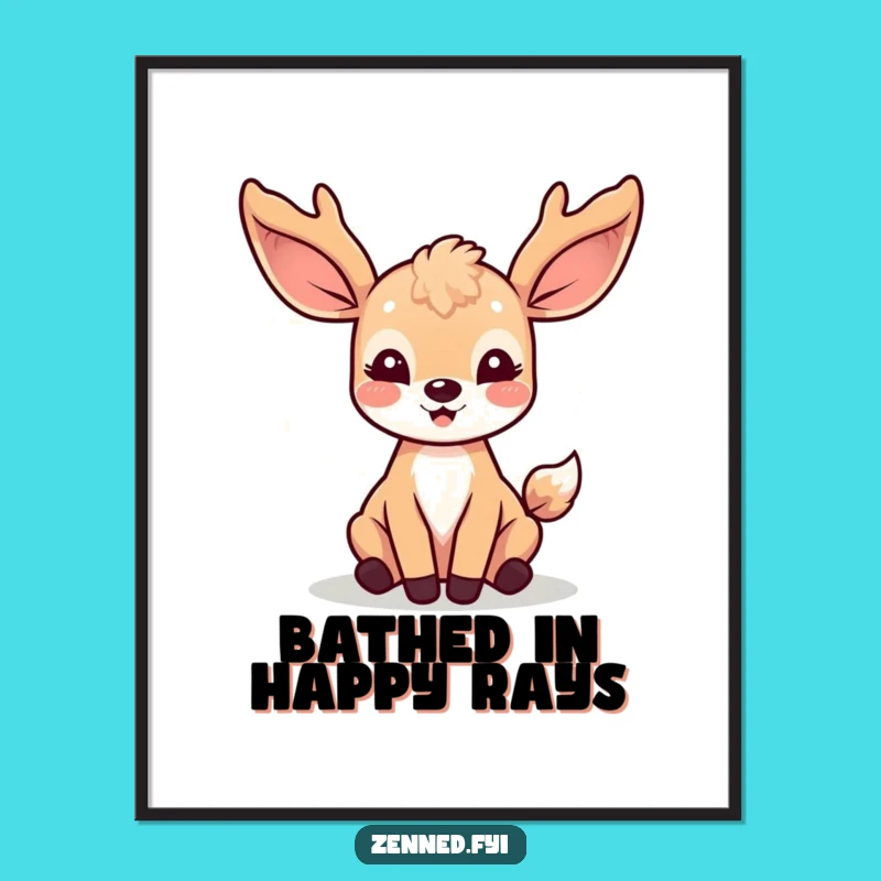 Funny Kawaii Deer Poster - Luminous Wall Art, Perfect Whimsical Gift