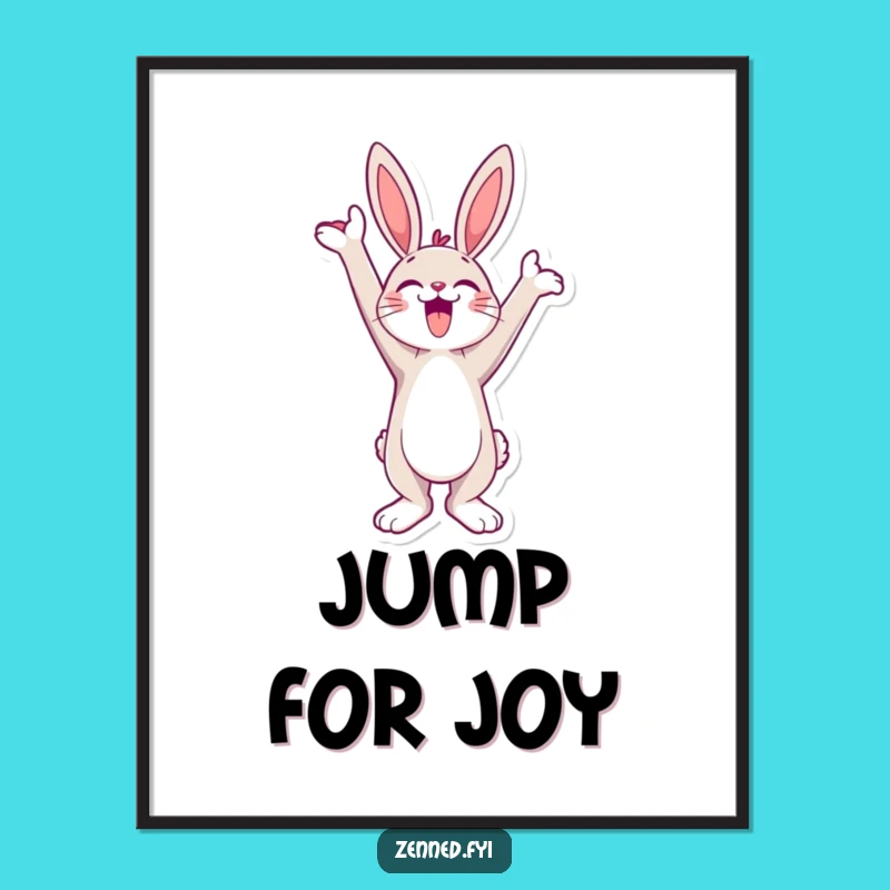 Funny Bunny Stretch Poster: Jubilant Skyward Bound Joy Wall Art Gift
