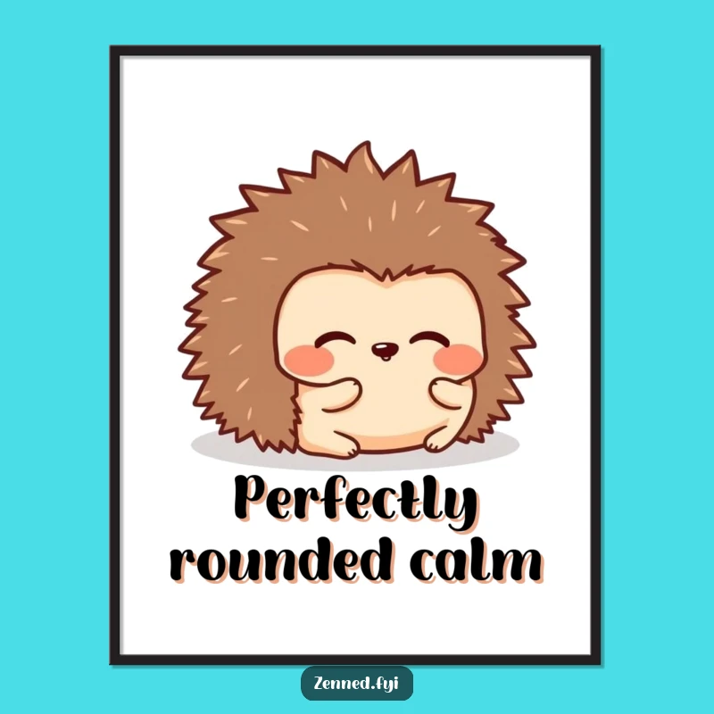 Funny Kawaii Hedgehog Rolling Poster - Cozy Wall Art with Humorous Charm