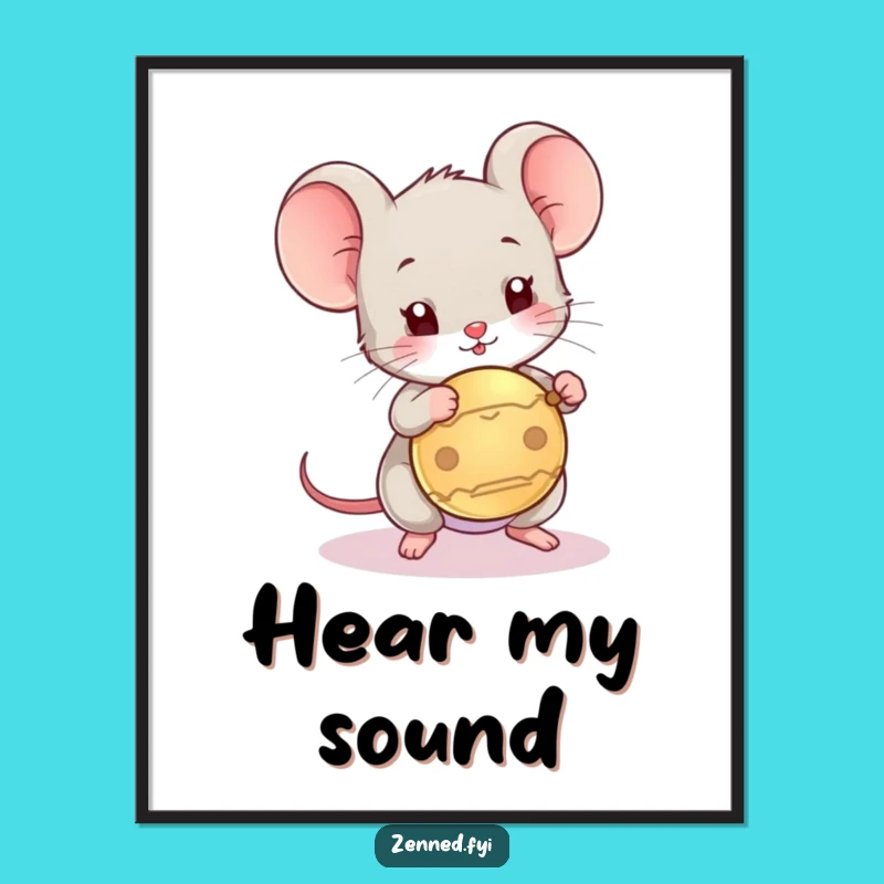 Funny Mouse Gong Poster: Add a Playful Sound to Your Wall Decor