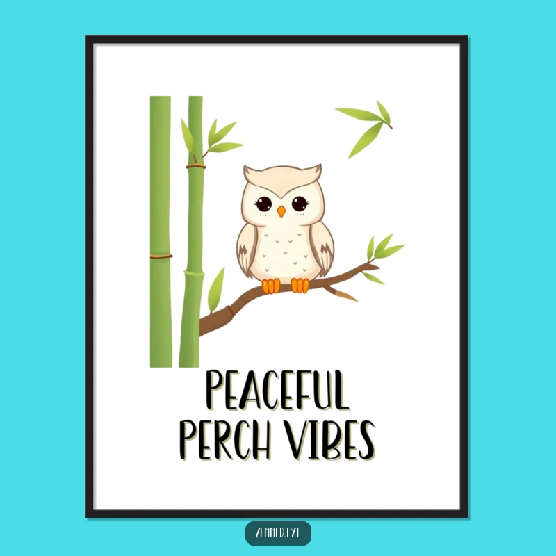 Funny Owl Zen Poster - Hilarious Peaceful Perched Owl Art Print