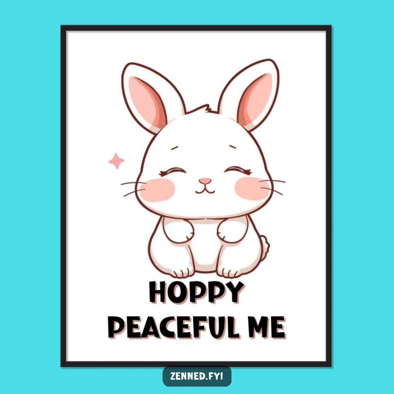 Funny Rabbit Zen Poster - Peaceful Breathing Wall Art for Calm Spaces