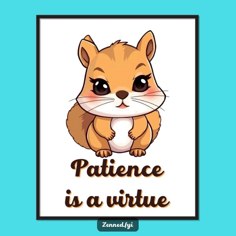 Funny Squirrel Mindfulness Poster: Inspiring Wall Art Gift for Peace