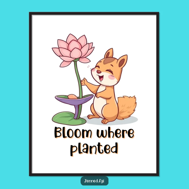 Funny Squirrel Poster: Giggling Zen Seeker Art, Humorous Nature Decor, Gift