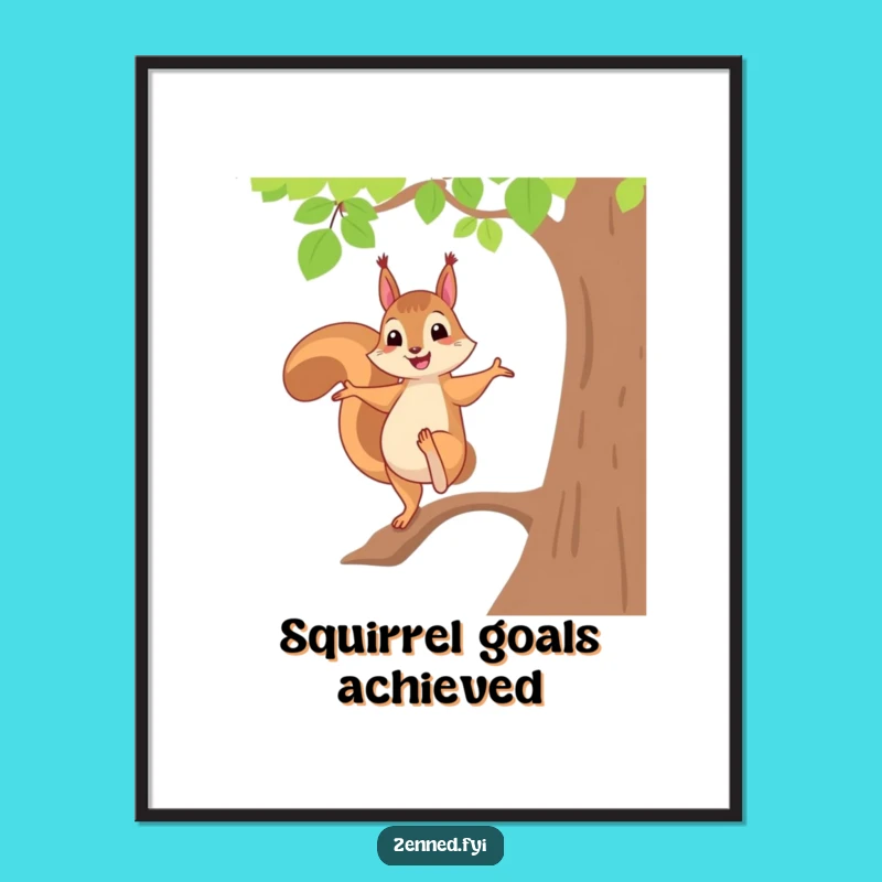 Funny Squirrel Yoga Poster - Cheerful Balance Wall Art for Active Homes