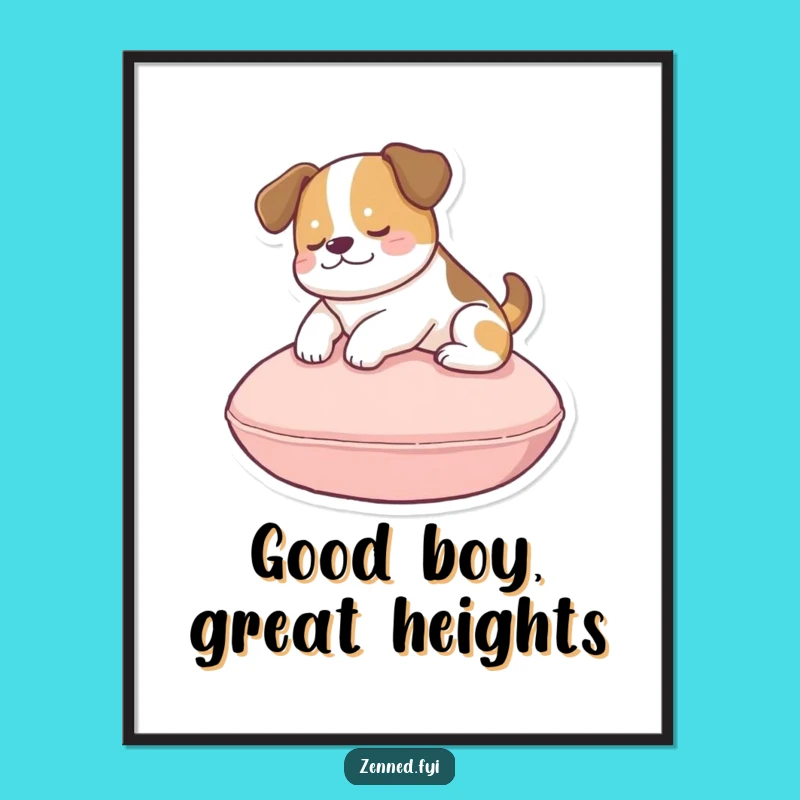 Funny Dog Cushion Poster: Bring Peaceful Pup Vibes to Your Walls