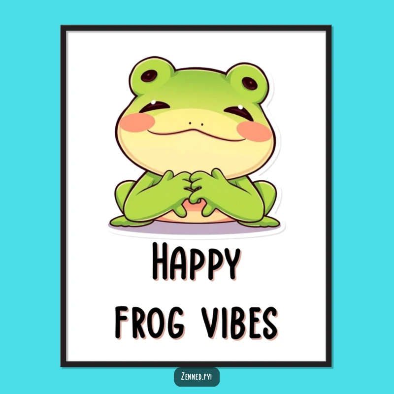 Funny Frog Poster, Contented Sigh Art, Humorous Wall Decor Gift
