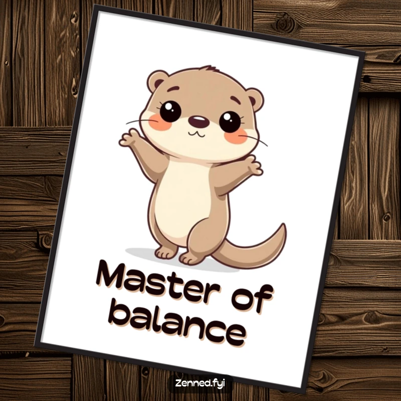 Funny Poster of a focused otter character balancing on one paw, great for hilarious motivational wall art.