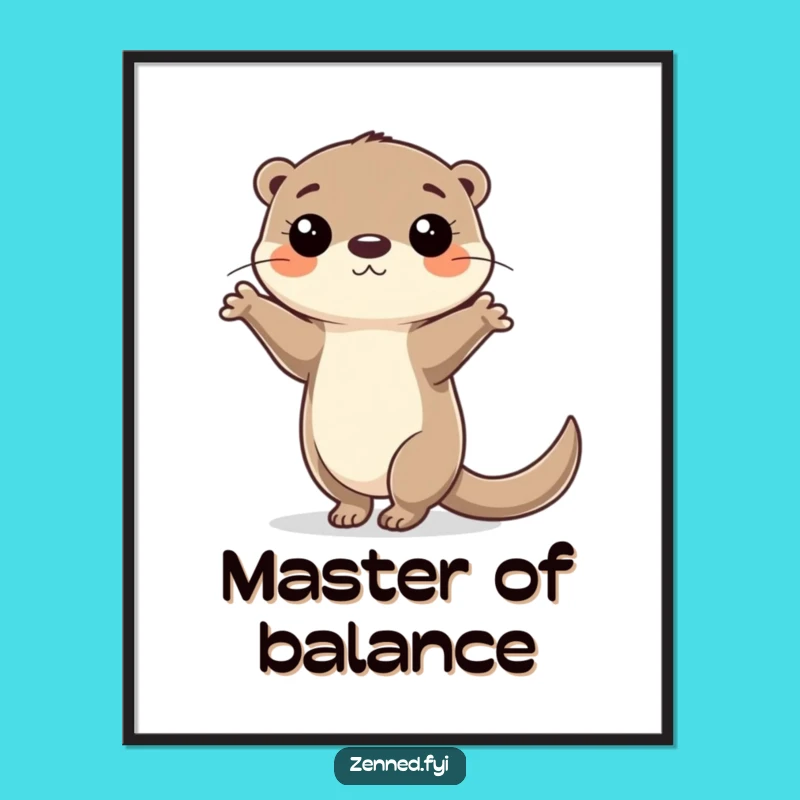 Funny Otter Balance Poster: Focused Aquatic Acrobat Wall Art Gift