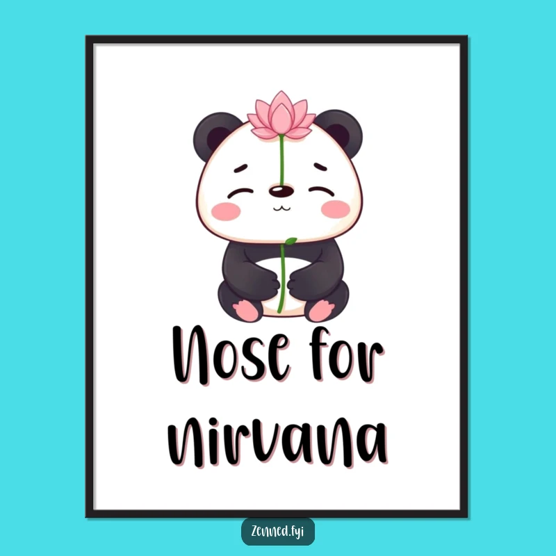 Funny Panda Lotus Poster: Serene Art for a Humorous Space