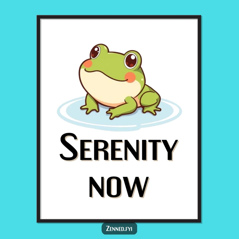 Funny Frog Floating Poster: Serene Character Art