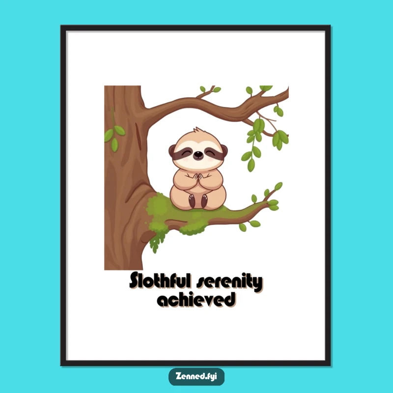 Funny Kawaii Sloth Poster - Serene Meditation Art for Your Wall