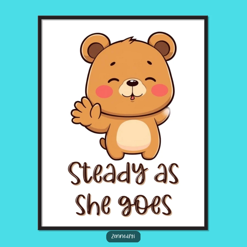 Funny Bear Poster, Focused Meditation Art, Humorous Wall Decor Gift