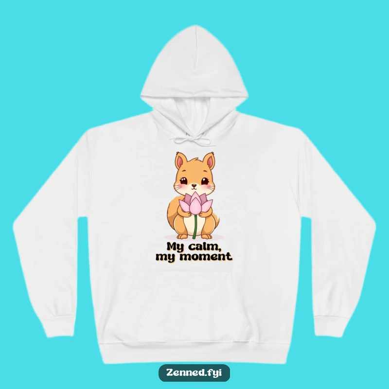 Cozy Funny Kawaii Squirrel Lotus Flower Hoodie - Warmth and Zen Humor