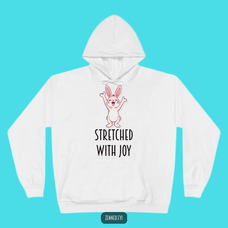 Funny Bunny Stretch Hoodie: Cozy Jubilant Skyward Bound Joy Gift