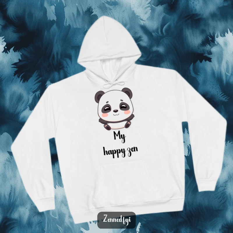 Funny hoodie featuring a playful panda taking deep, calming breaths with a gentle smile, embodying coziness.