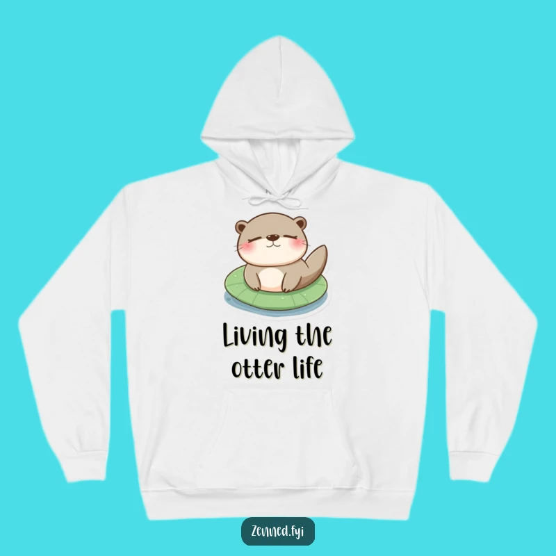 Funny Otter Lily Pad Hoodie: Cozy Up in Serene River Comfort