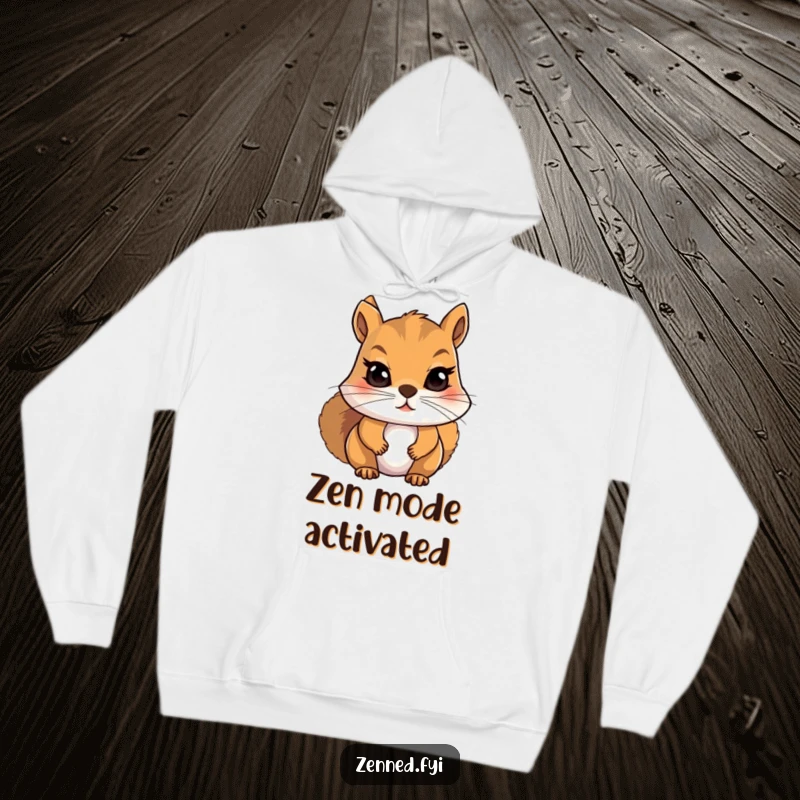 Funny Squirrel Hoodie: Cozy apparel with a meditating character, perfect for relaxation and a touch of humor.