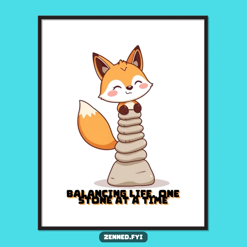 Free Printable Wall Art: Fox's Zen Balance, Stable Downloadable Decor