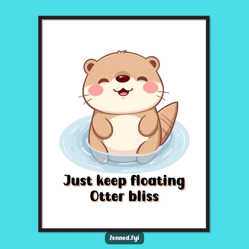 Free Printable Kawaii Otter Wall Art: Peaceful Aquatic Scene Downloadable Art Decor